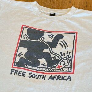 VINTAGE 1980'S Keith Herring Free South Africa T-Shirt